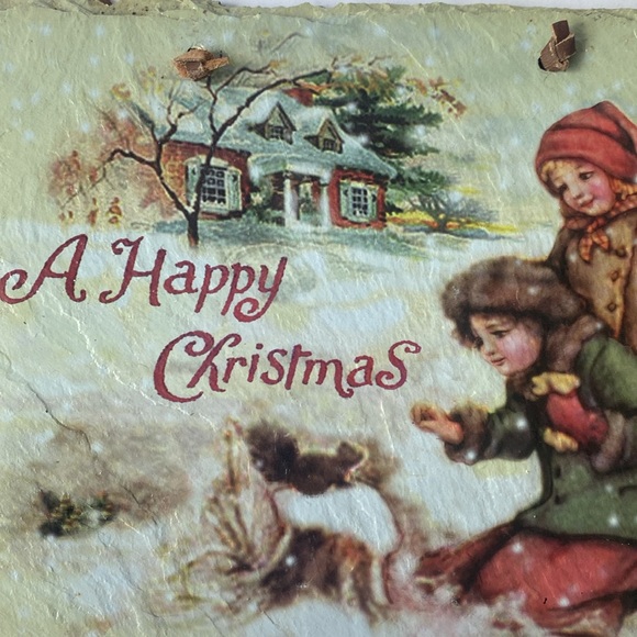 Vintage Christmas Scene slate wall decoration - Picture 5 of 7